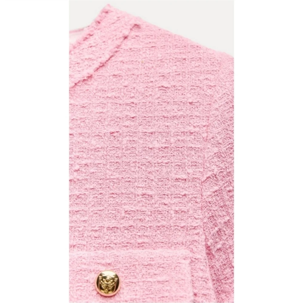 ZARA TEXTURED DRESS PINK TWEED - Picture 14 of 15